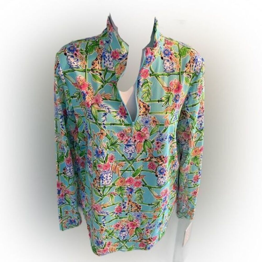 G Lifestyle UPF 50 Top - L blue /green , polyester spandex